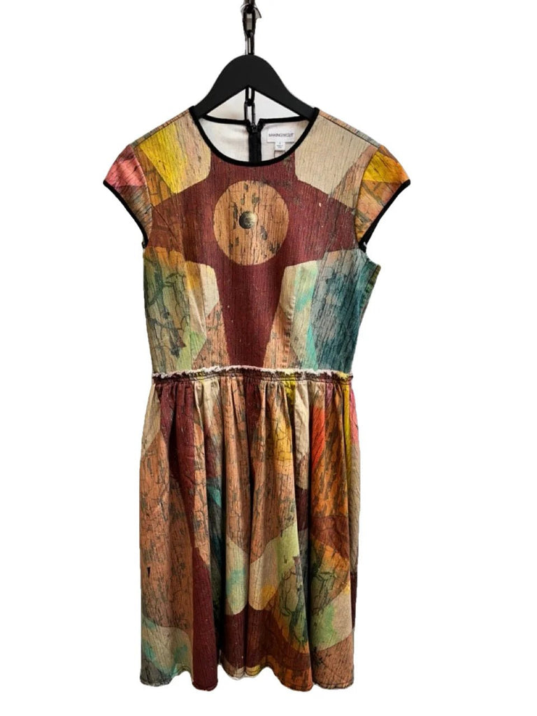 MAKING THE CUT Multi-coloured Abstract Print Dress Size S - Spitalfields Crypt Trust
