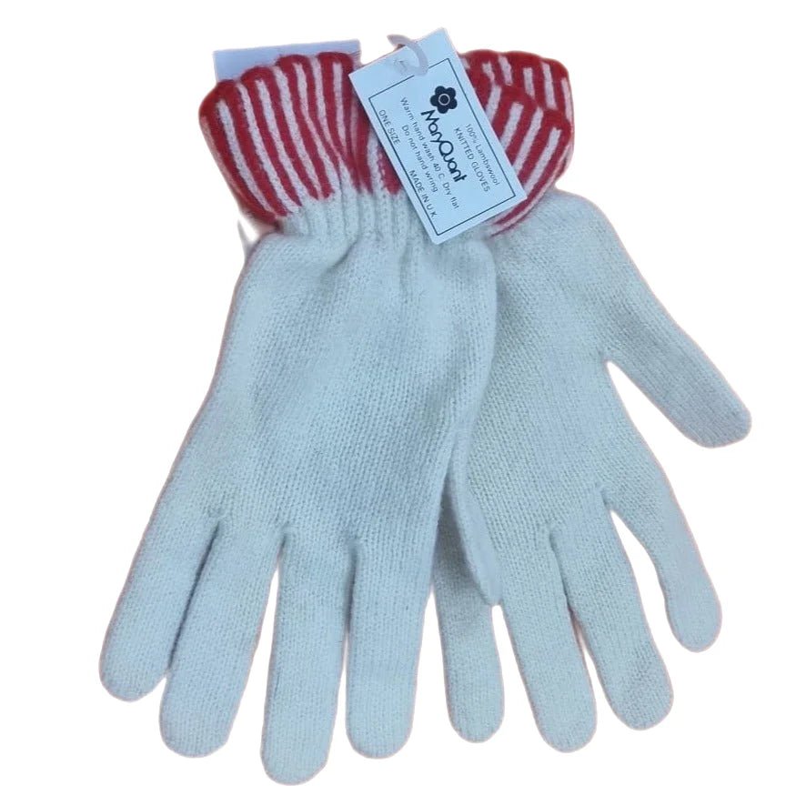 Mary Quant Cream & Red Scallop Lambswool Gloves - Spitalfields Crypt Trust