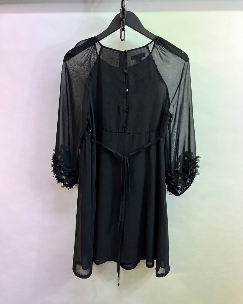 Monsoon Black Floral Applique Dress Size UK 10 - Spitalfields Crypt Trust