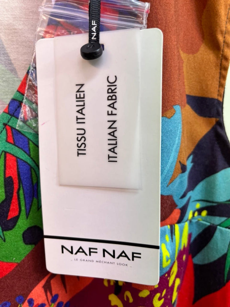 NAF NAF Multicoloured Bright Jungle Print Waistcoat Top Size UK 10 - Spitalfields Crypt Trust