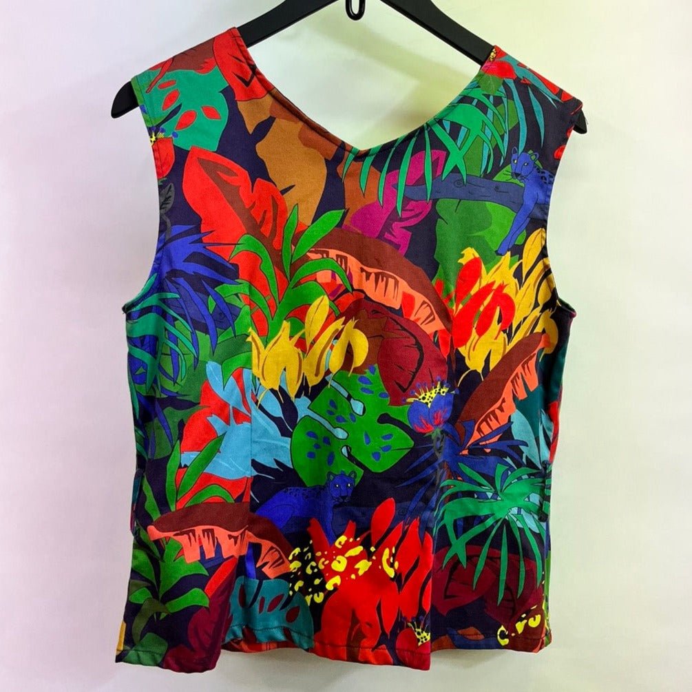 NAF NAF Multicoloured Bright Jungle Print Waistcoat Top Size UK 10 - Spitalfields Crypt Trust