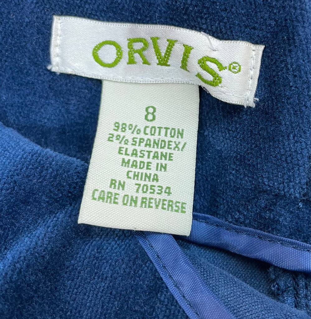 ORVIS Navy Velvet Button Detail Skirt Size 8 - Spitalfields Crypt Trust