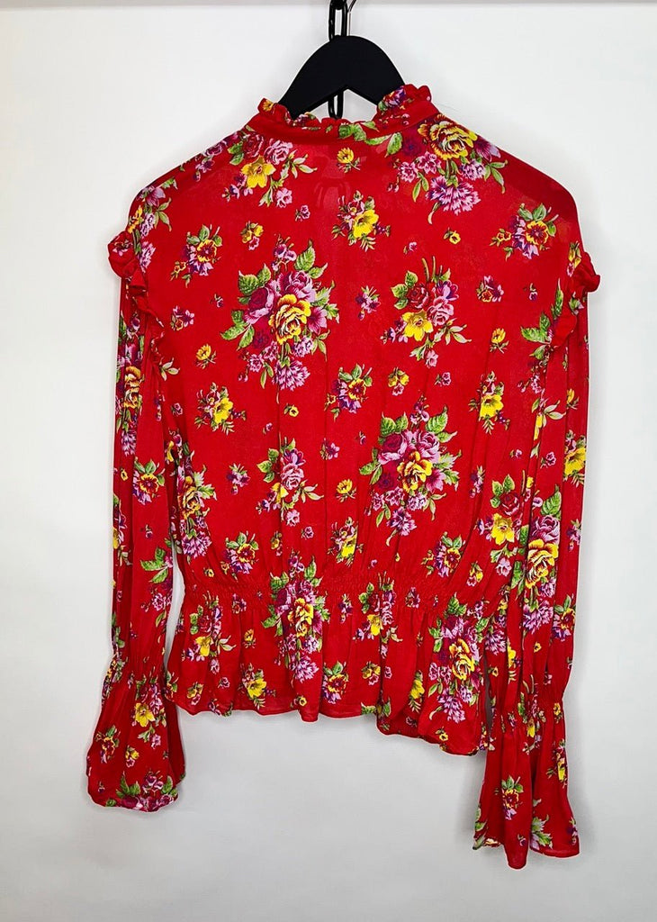 & OTHER STORIES Red, Multicolored Floral Print Blouse EUR 38 - Spitalfields Crypt Trust