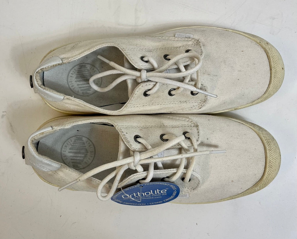 Palladium White Toe Cap Canvas Shoes Size UK 4 - Spitalfields Crypt Trust