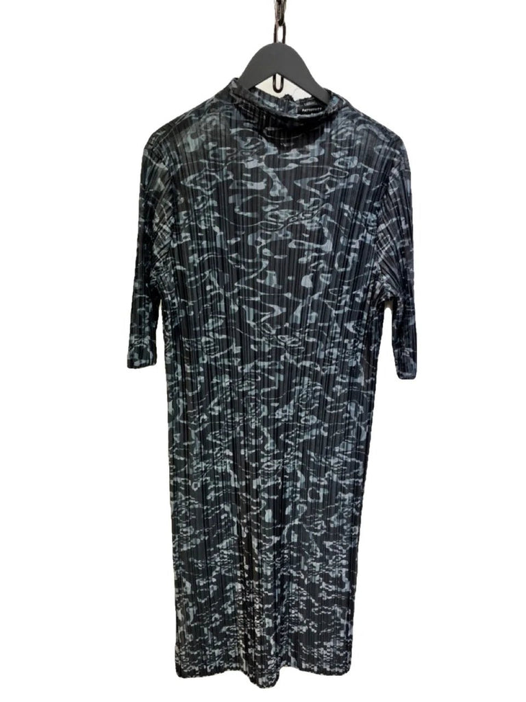 PATTERNITY + JOHN LEWIS Black, Grey Striped Printed Dress Size L - Spitalfields Crypt Trust
