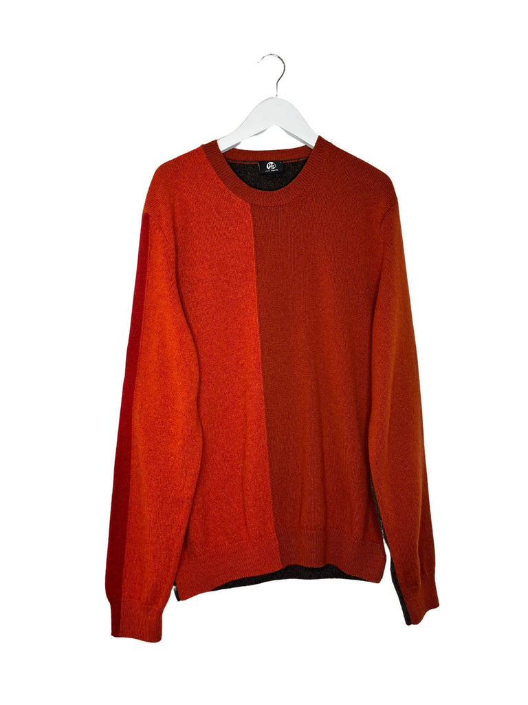 Paul Smith Merino Wool Colour Block Orange, Red, Brown Jumper Size L - Spitalfields Crypt Trust