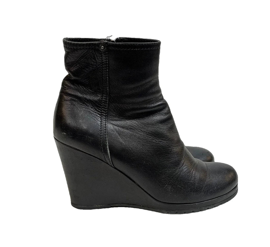 PRADA Black Wedge Ankle Boots Size 41 - Spitalfields Crypt Trust