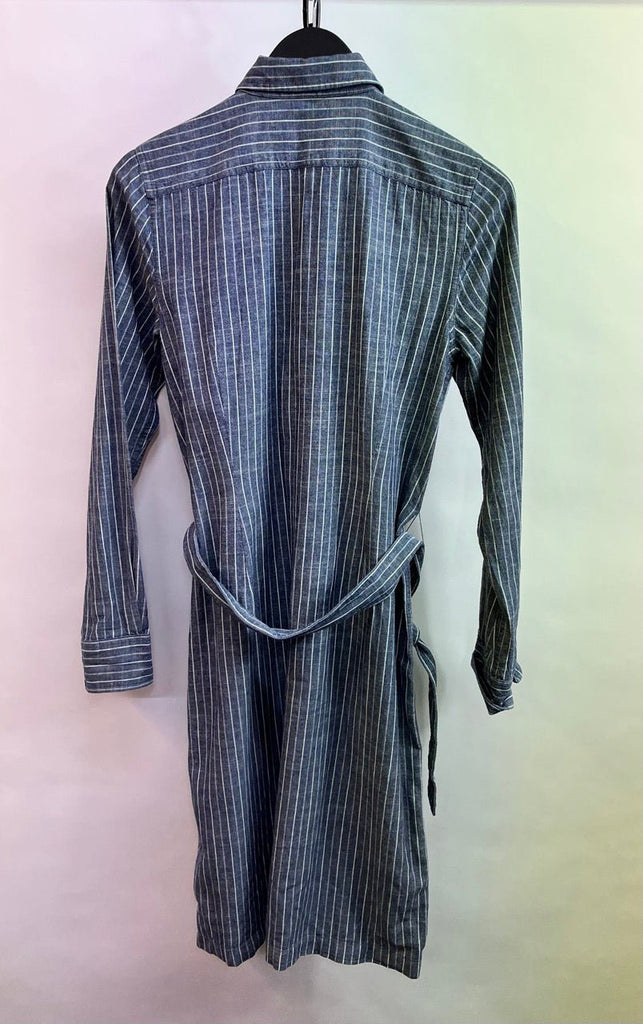 Ralph Lauren Stripe Blue Ruffle Shirt Dress Size 4 - Spitalfields Crypt Trust
