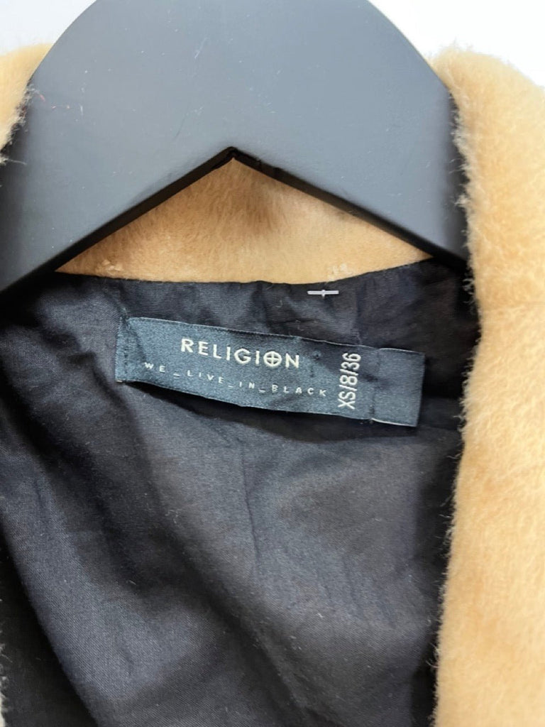 RELIGION Camel Craft Coat Size 8 - Spitalfields Crypt Trust
