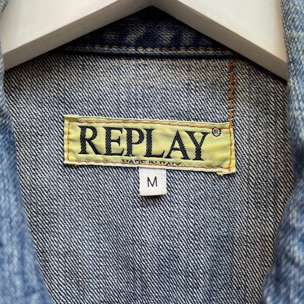 Replay Blue Denim Sleeveless Cropped Cotton Vest Jacket Size M - Spitalfields Crypt Trust