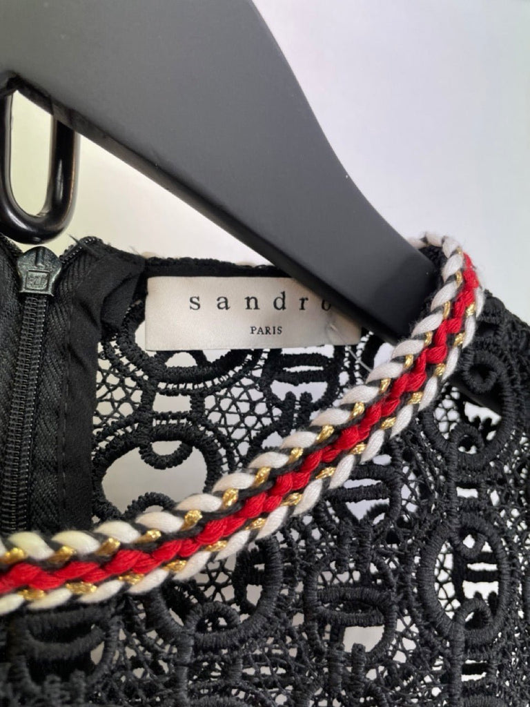 SANDRO Black Sleeveless Lace Mini Dress Size 34 - Spitalfields Crypt Trust