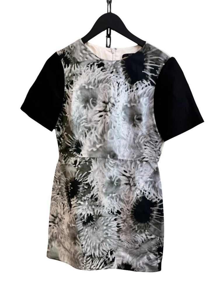 TIBI Black, White Floral Print Mini Dress Size 4 - Spitalfields Crypt Trust