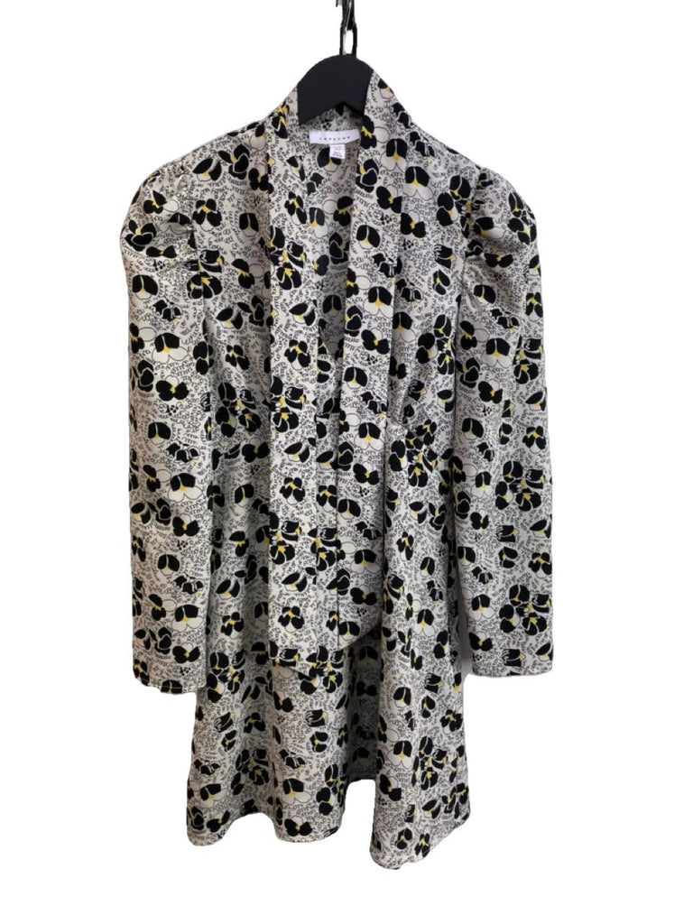 TOPSHOP Ivory, Black, Yellow Floral Print Shirt Dress Size UK 10 - Spitalfields Crypt Trust
