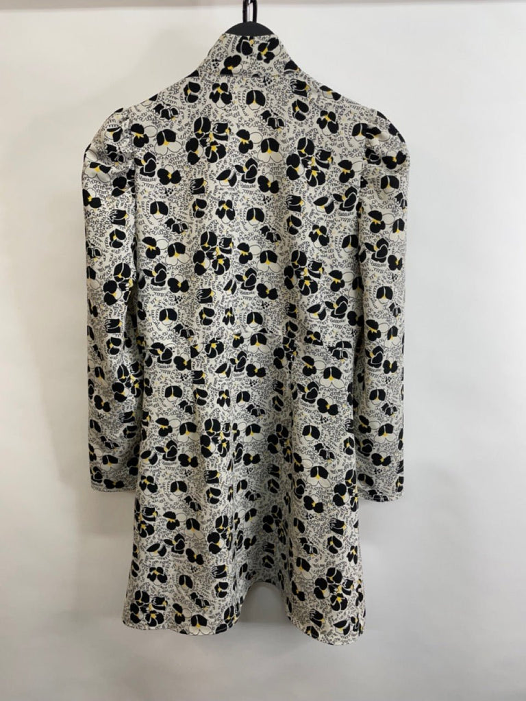 TOPSHOP Ivory, Black, Yellow Floral Print Shirt Dress Size UK 10 - Spitalfields Crypt Trust