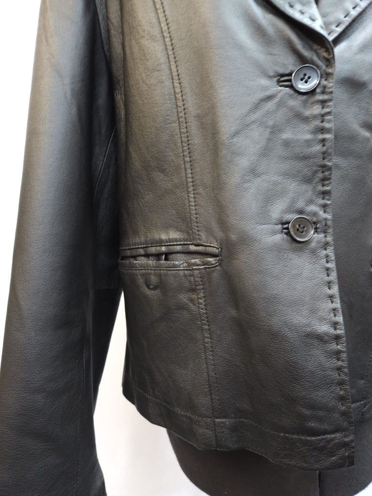Vintage 1990s Black Leather Jacket - Spitalfields Crypt Trust