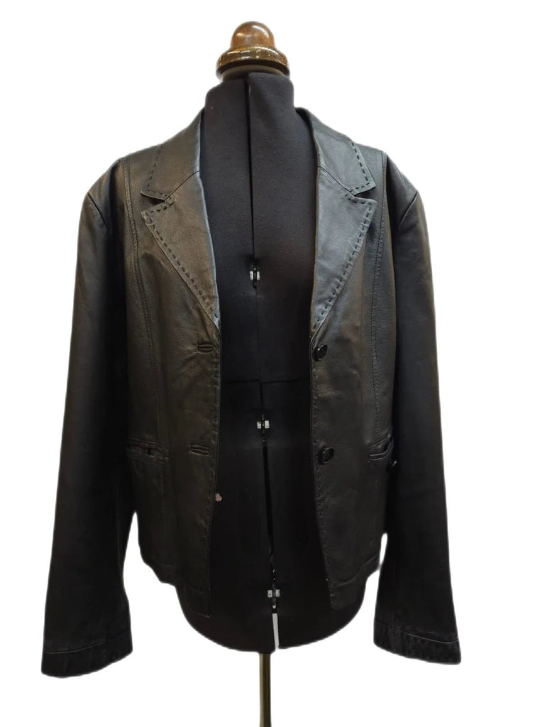 Vintage 1990s Black Leather Jacket - Spitalfields Crypt Trust