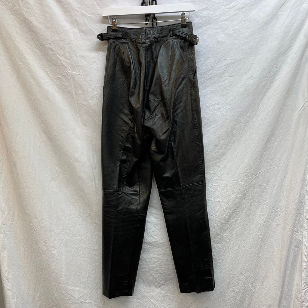 Vintage Black Leather Trousers Size W 26 inch - Spitalfields Crypt Trust