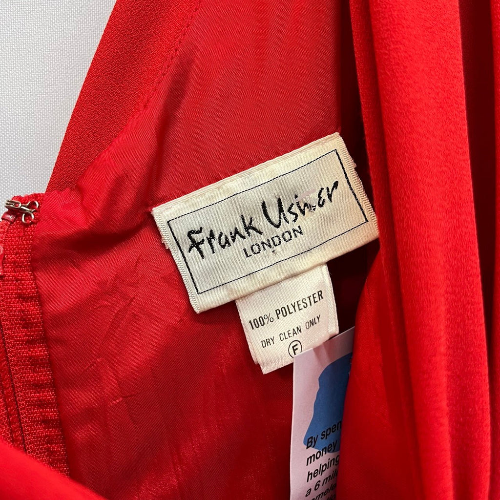 Vintage Frank Usher Red, Black V Neck Sleeveless Colourblock Dress Size UK 40 - Spitalfields Crypt Trust