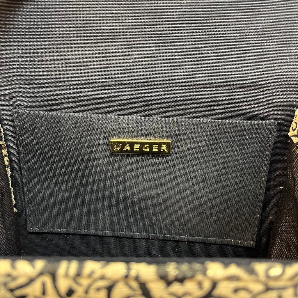 Vintage Jaeger Gold, Black Metallic Jacquard Crossbody Bag Size W 6.5 inch - Spitalfields Crypt Trust