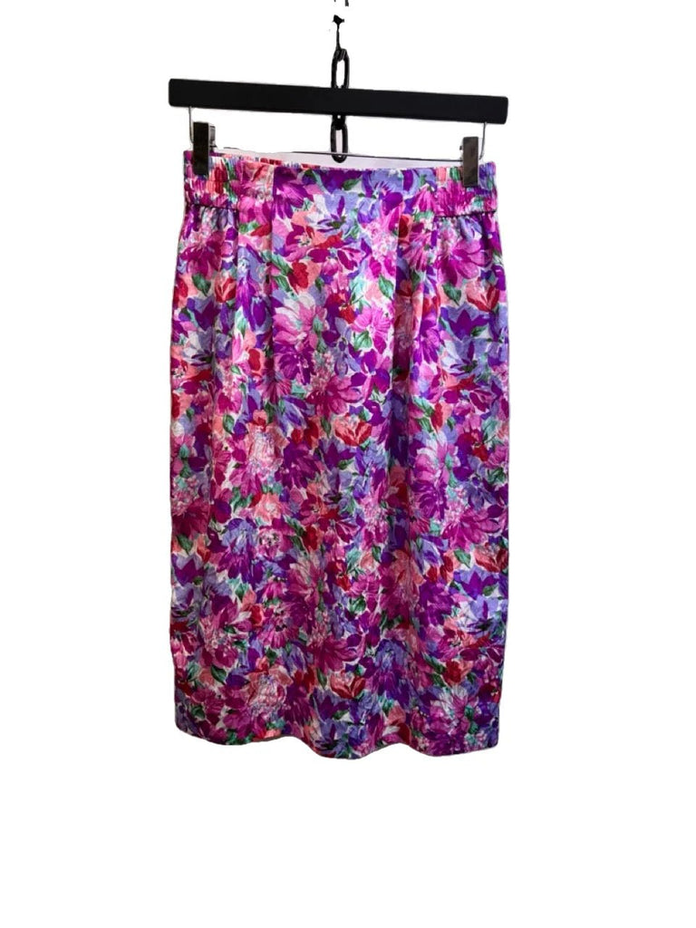 Vintage Liz Claiborne Bright Floral Print Midi Skirt Size 6 - Spitalfields Crypt Trust