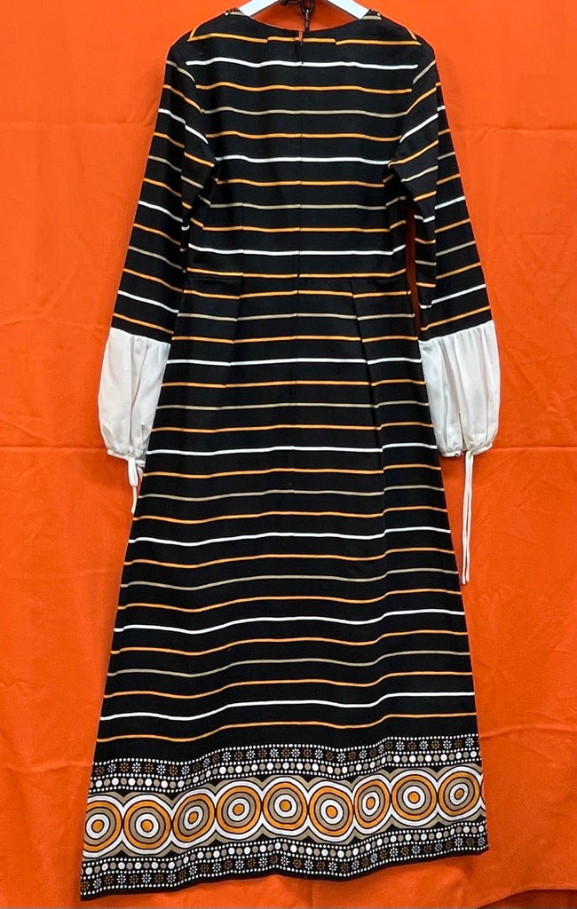 Vintage Richard Shops Black, White, Orange, Sand Patterned Dress Size 14 - Spitalfields Crypt Trust