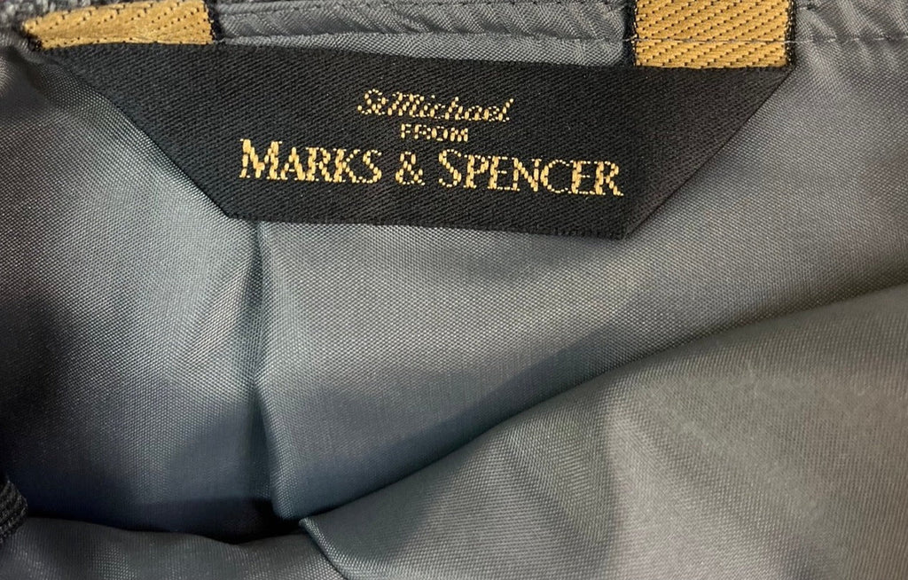 Vintage St Michael Marks & Spencer Grey, Black Herringbone A line Skirt Size UK 14 - Spitalfields Crypt Trust