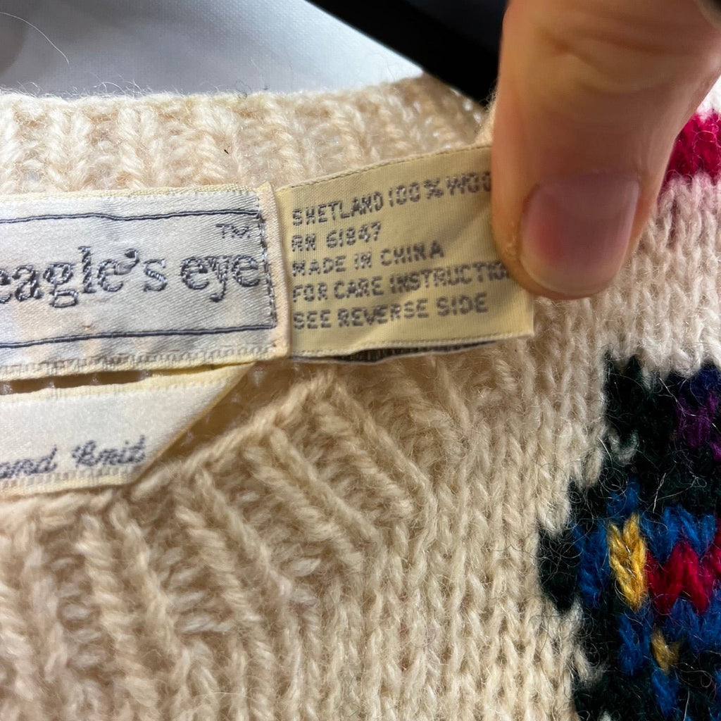 Vintage The Eagle's Eye Beige, Multicoloured Knitted Duck Vest Size M - Spitalfields Crypt Trust
