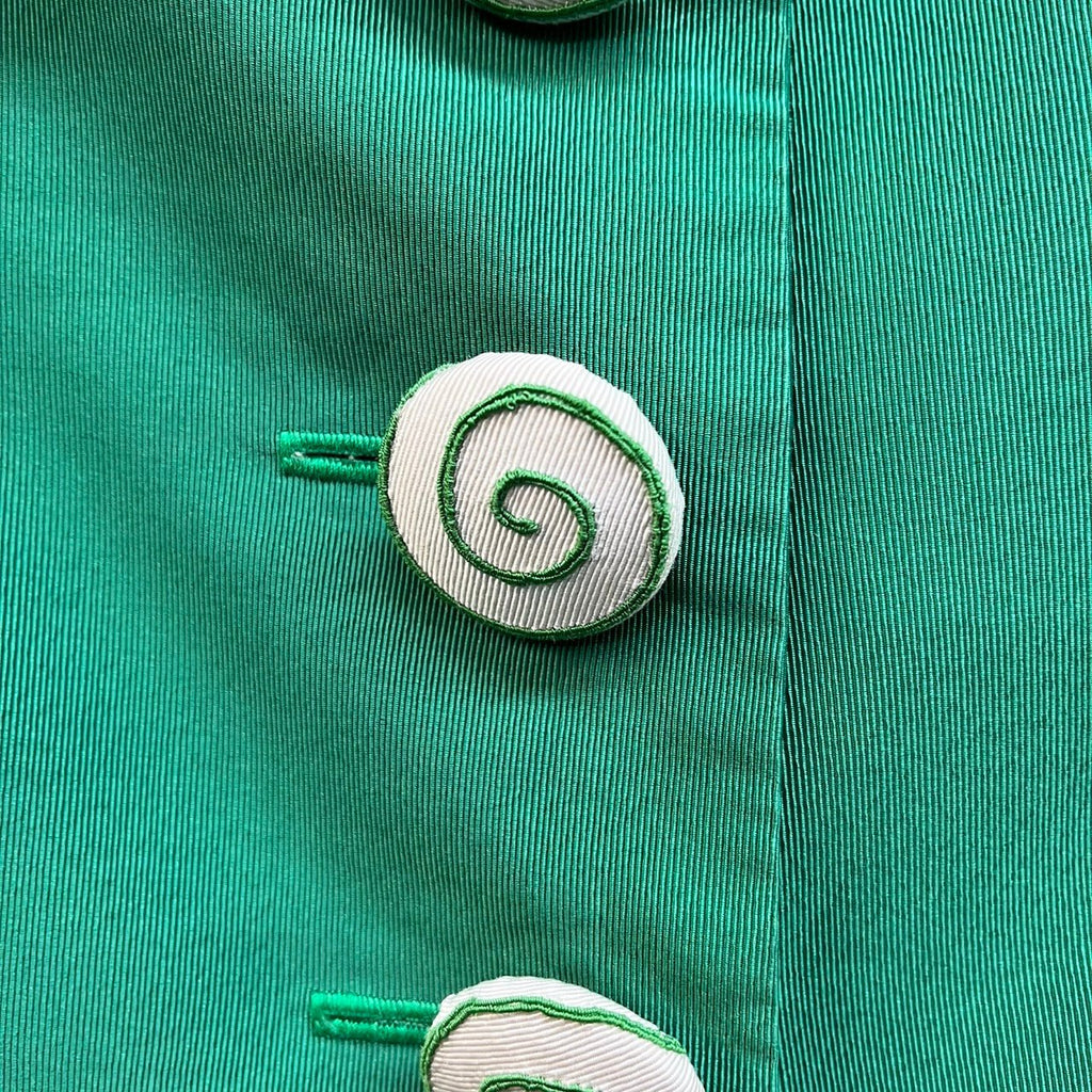 Vintage Zandra Rhodes Green Shawl Collar Single Breasted Jacket - Spitalfields Crypt Trust