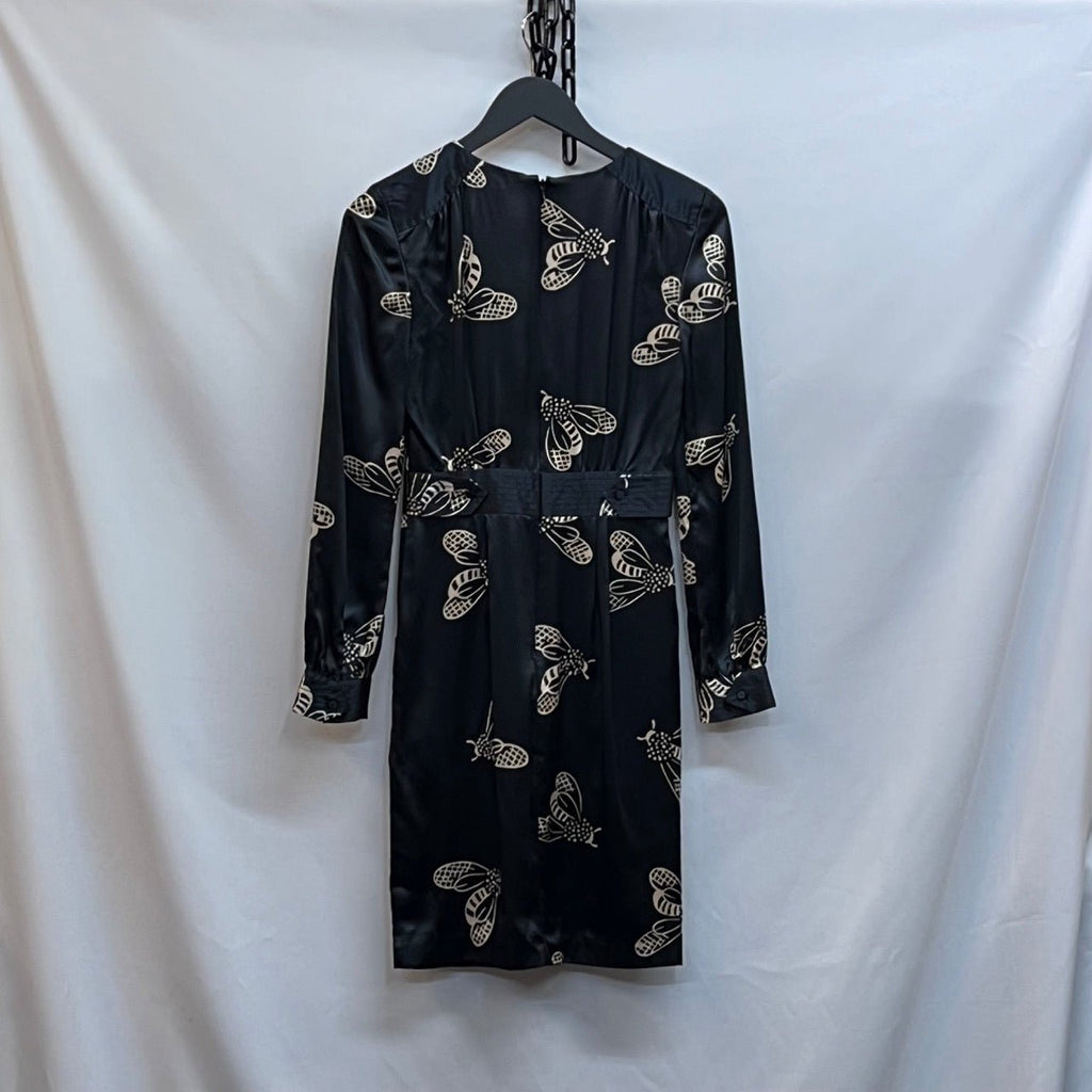 Whistles Black, Beige Bee Print Dress Size UK 6 - Spitalfields Crypt Trust