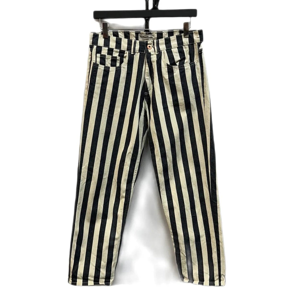 You Must Create Beige, Black Stripe Jeans Size XXS - Spitalfields Crypt Trust