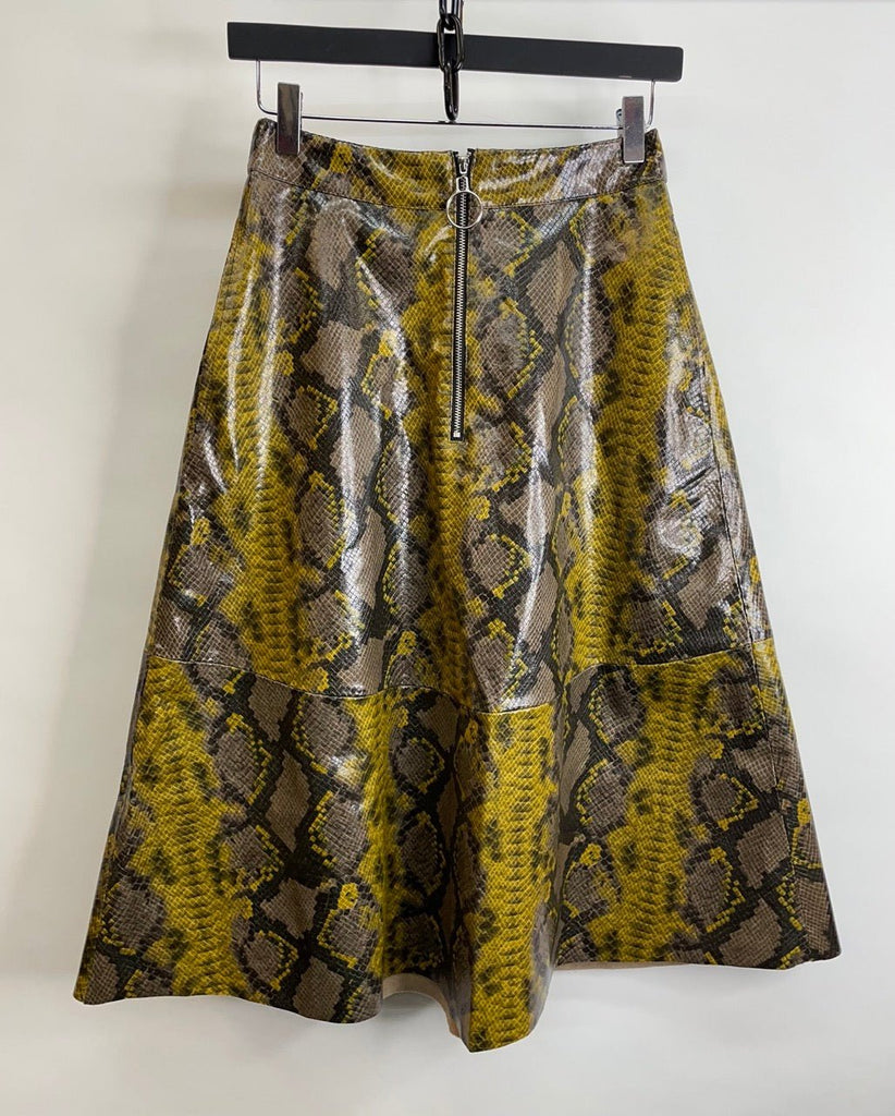 ZARA BASIC Mustard, Black, Tan Snake Print Skirt Size EUR S - Spitalfields Crypt Trust