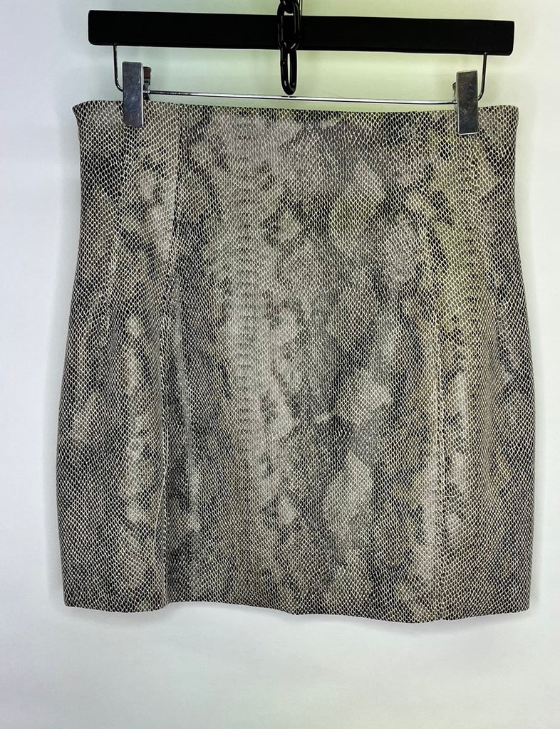 ZARA Sand, Black Faux Leather Snake Print Skirt EUR M - Spitalfields Crypt Trust