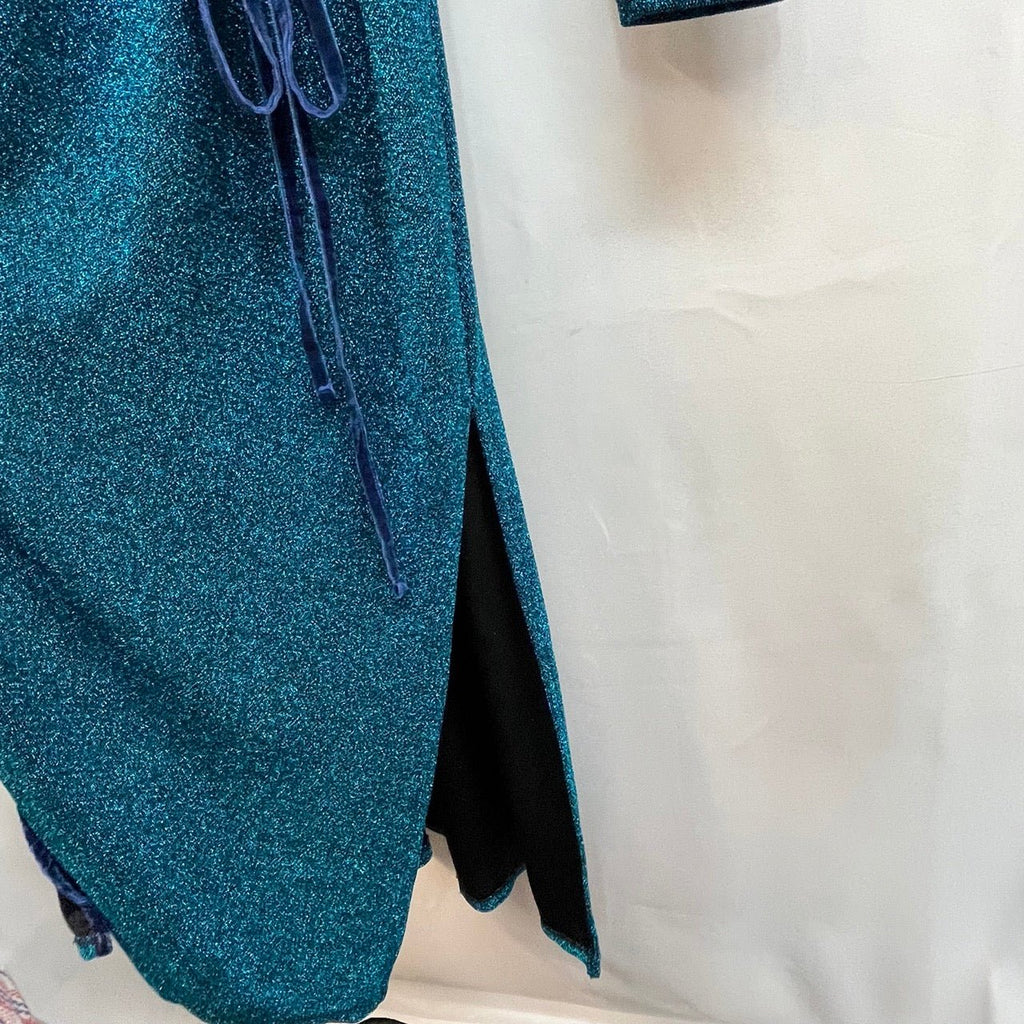 Zara Trafaluc Blue Glimmer Wrap Maxi Dress Size EUR M - Spitalfields Crypt Trust